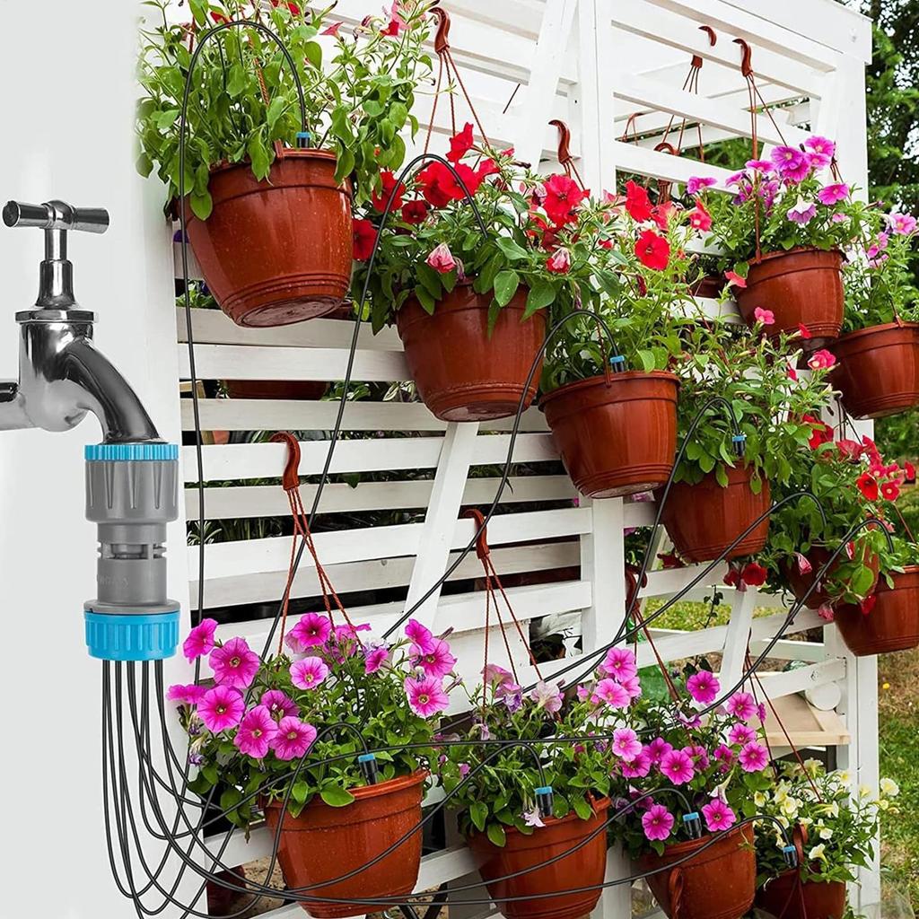 10-Kopf Automatisches Tropfbewässerungsset Gartenbewässerungsgerät Schnellkupplung Gartenbewässerungssystem für Pflanzen Sukkulenten Blumen