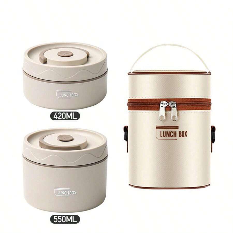 

Ланч-бокс из нержавеющей стали, контейнер для еды, портативный термоконтейнер для бенто, 2 отдельных штабелируемых контейнера для ланча для взрослых и детей 2 белый