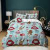 Christmas Duvet Cover Cartoon Merry Chirstmas Santa Claus Elk Quilt Cover Green for Children Adults Holiday Gifts Bedroom Decor
