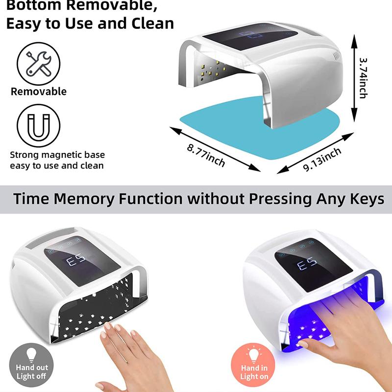 96W Mirror Reflective Bottom Nail Lamp Gel Polish Dryer Manicure Machine UV Light for Nails Professional Nail UV LED Lamp