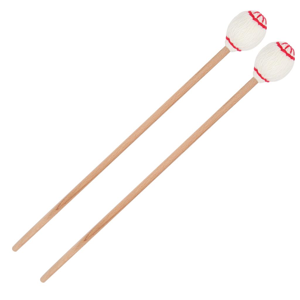 1 Pair Marimba Mallets Portable Maple Handle Wool Ball Sticks Percussion Playing AccessoriesWhite Ball
