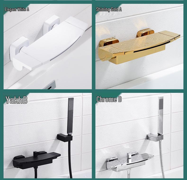 Waterfall Wall-Mounted Bathtub Faucet with Concealed Hot/Cold Shower Head Set