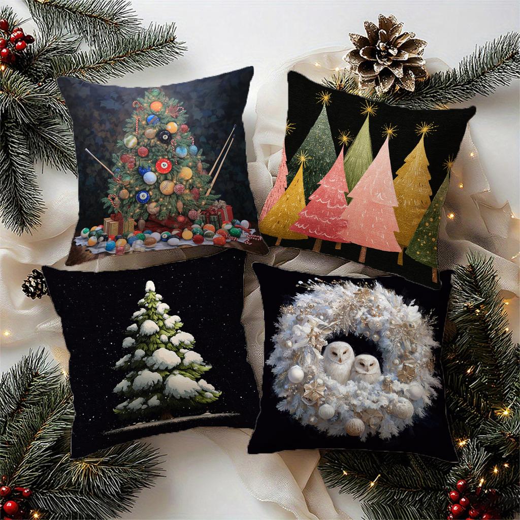 Christmas Tree Pillowcase With Ornamentssuitable For Sofa Car Bedroom Decorative Cushion Cover Pillow Cover