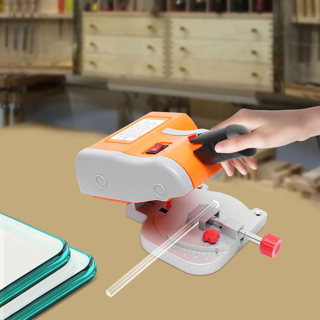 Micro Desktop 45°Cutting Machine W/ Limit Switch & Clamping Tool,7800r/min Table Saw for Max.1.2cm/0.47inch Wood, Plastic, Stone