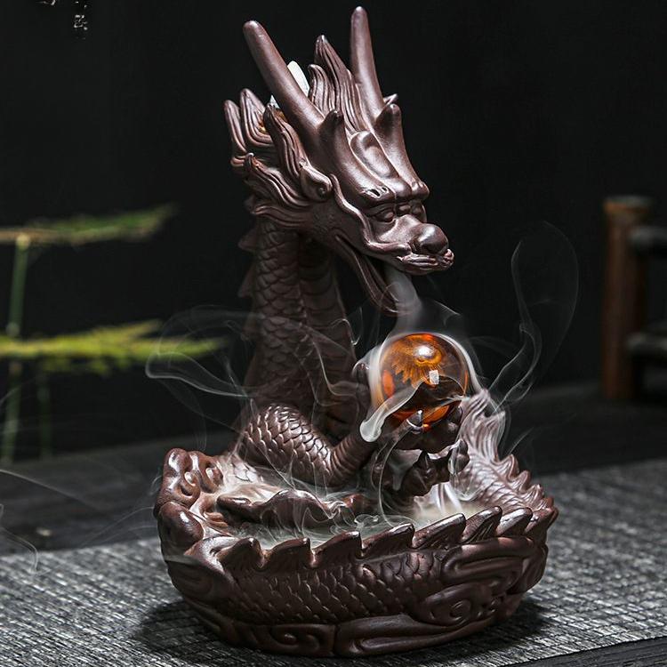 

Фиолетовая глина, большой дракон, игра, жемчужный дым, обратный поток, курильница, украшение, креативная домашняя тарелка, курильница, ароматерапия