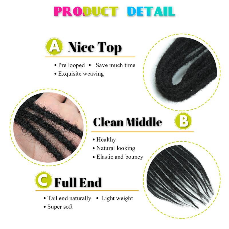 Synthetic 24 Inch Dreadlocks Extensions Dreads Locs Crochet Hair for Women 20 Strands Handmade Soft Locs Braids Double Ended