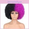 Afro Curly Short Miss Wig Fluffy Wig For Women With Bangs Purple Pink Gold Red Synthetic Fiber Wigs Halloween Wig