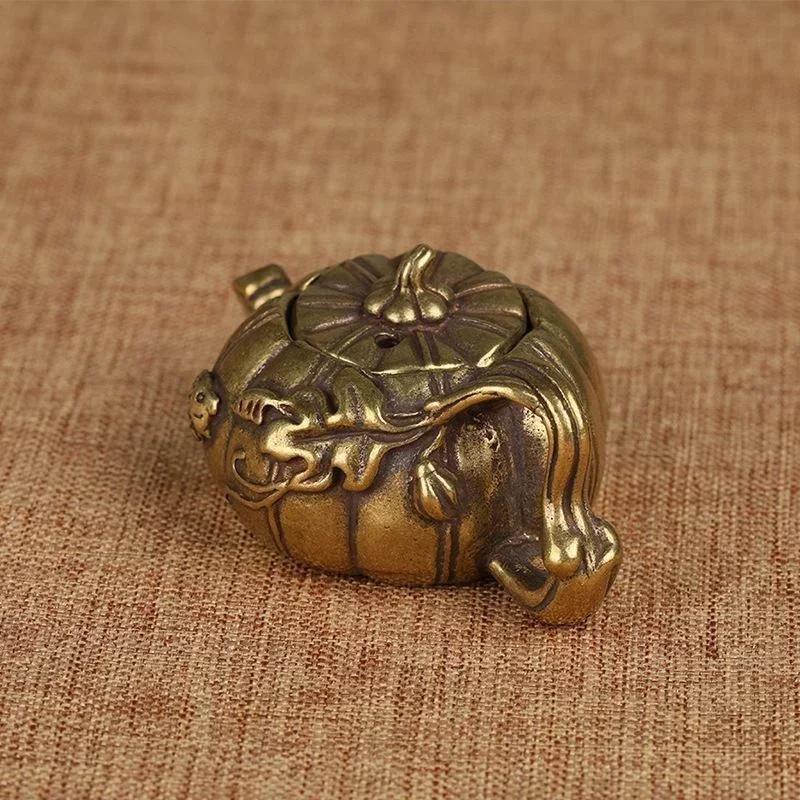 Gold Colours Copper Pumpkin Tea Pet Decoration Mini Small Teapot Cast Brass Pots Small Kung Fu Tea Home Decoration Ornaments