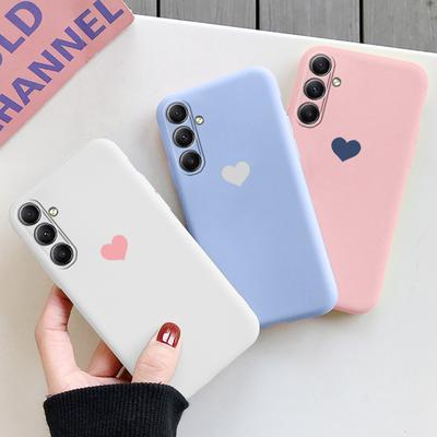 Miękki silikonowy pokrowiec ze wzorem serca dla Samsung A55 A35 M35 Xiaomi Redmi Note 13 Pro iPhone Huawei Honor Realme Ochrona aparatu Odporny na wstrząsy