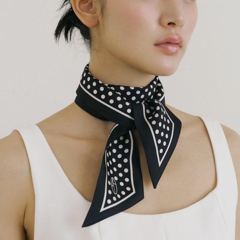 

Шелковый шарф-твилли AVVINA PELLE в горошек - Черный Black