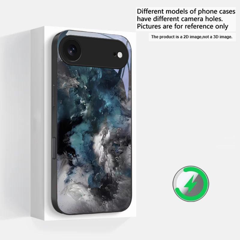 Abstract Modern Waves Suitable For iPhone 16E 17 Pro Max 15 Pro 14 13 Plus 12 Mini 11 16 Air 17Pro Magnetism Glass Phone Case