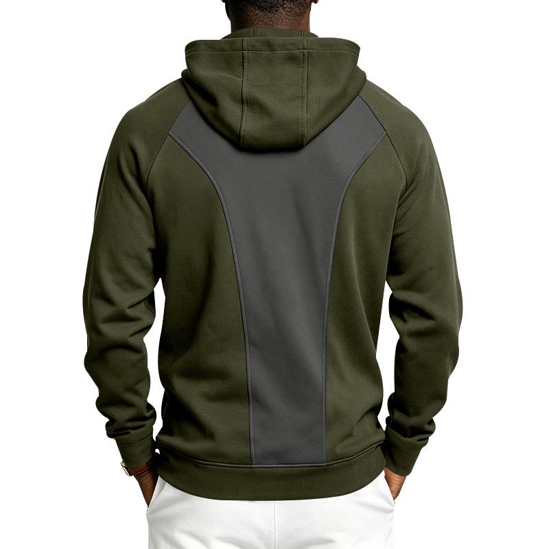 Men's Quarter Zip Hoodie Fleece Hooded Sweatshirts Kangaroo Pocket Pullover Hooded Sweatshirt Autumn Winter Casual Loose Outerwear