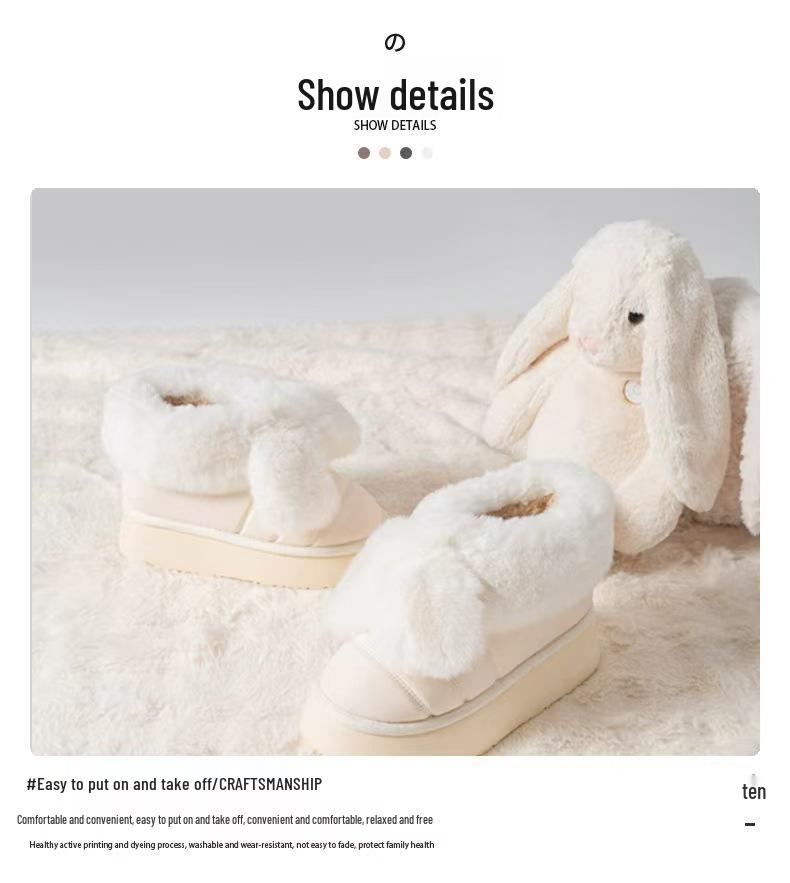 2025 Women's Winter Little Rabbit Snow Boots & Non-slip Cotton Slippers