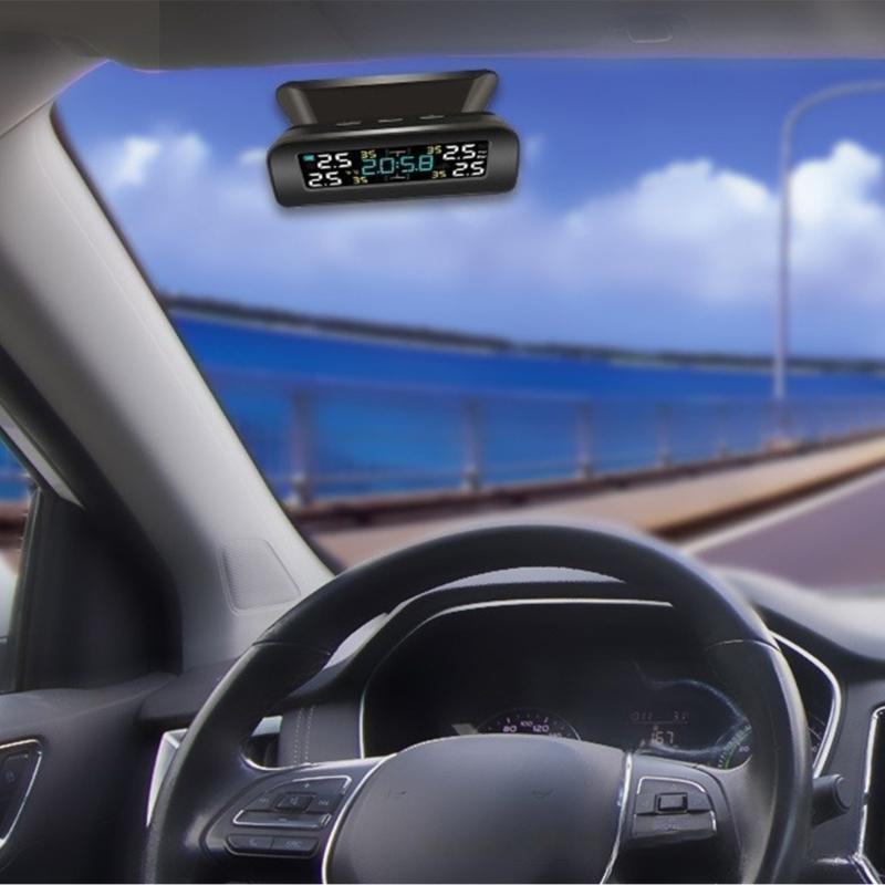 Solar Tire Pressure Monitor With Easy To Install External Sensors & Clear Display Suitable For Daily Commute Long Trips