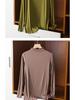 Women's Korean Style Modal Long Sleeve Base Layer T-shirt, Half-High Neck, Plus Size, Thin, Solid Color, Autumn Top