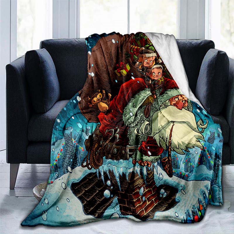 Christmas Blanket Santa Claus Blanket Alice Blanket Flannel Blanket Cartoon Throw Blanket Christmas Blanket for Bed Sofa Best Gift