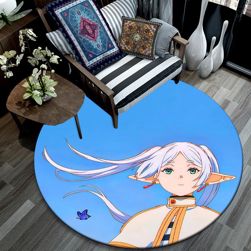 Frieren2 Round Area Rug,Carpet Rug for Living Room Bedroom Sofa Playroom Decor,Non-slip Floor Mat