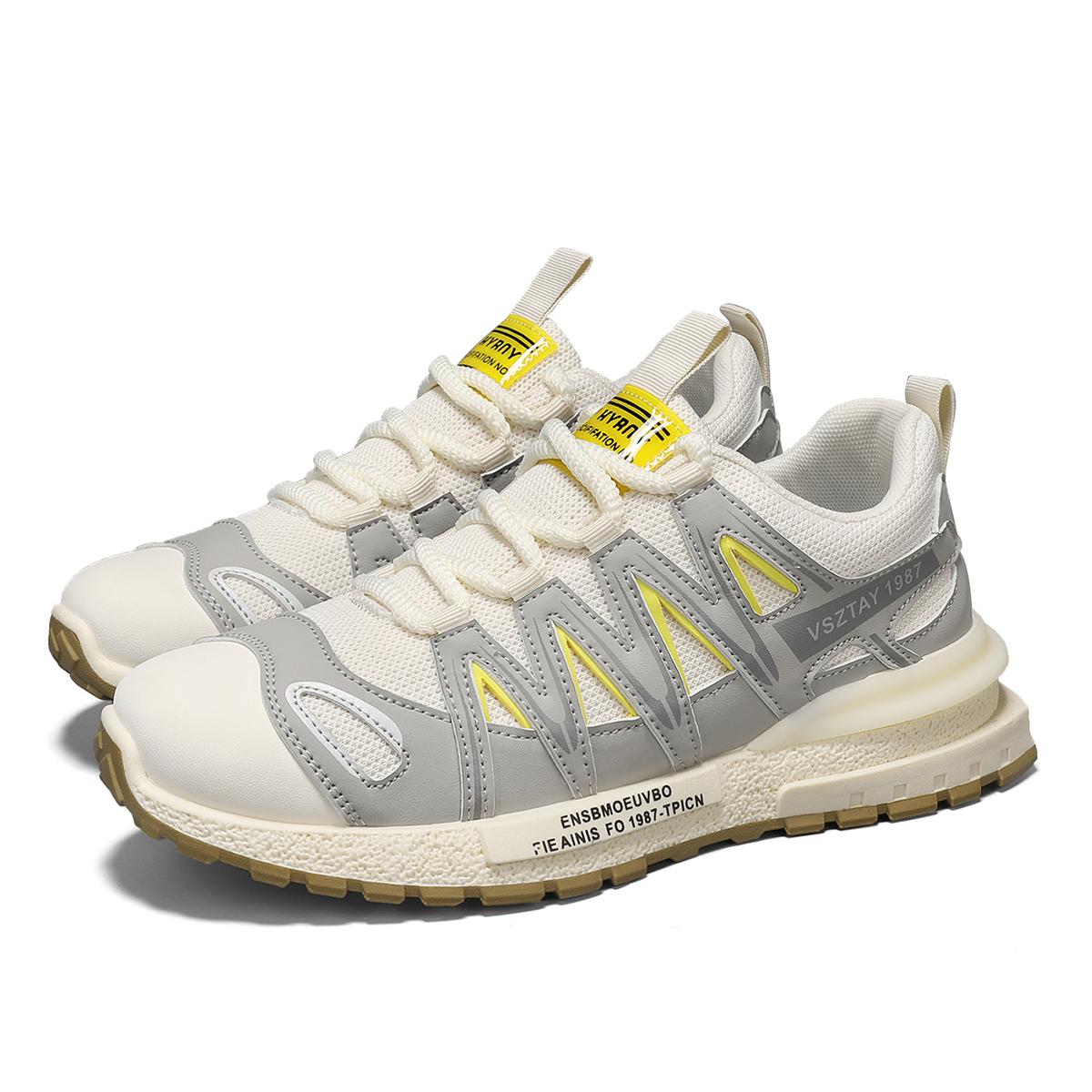 

Обувь для мужчин Модные кроссовки Повседневная обувь Прогулочная обувь Повседневные кроссовки Противоскользящая походная обувь для тренировок 44 белый/жёлтый