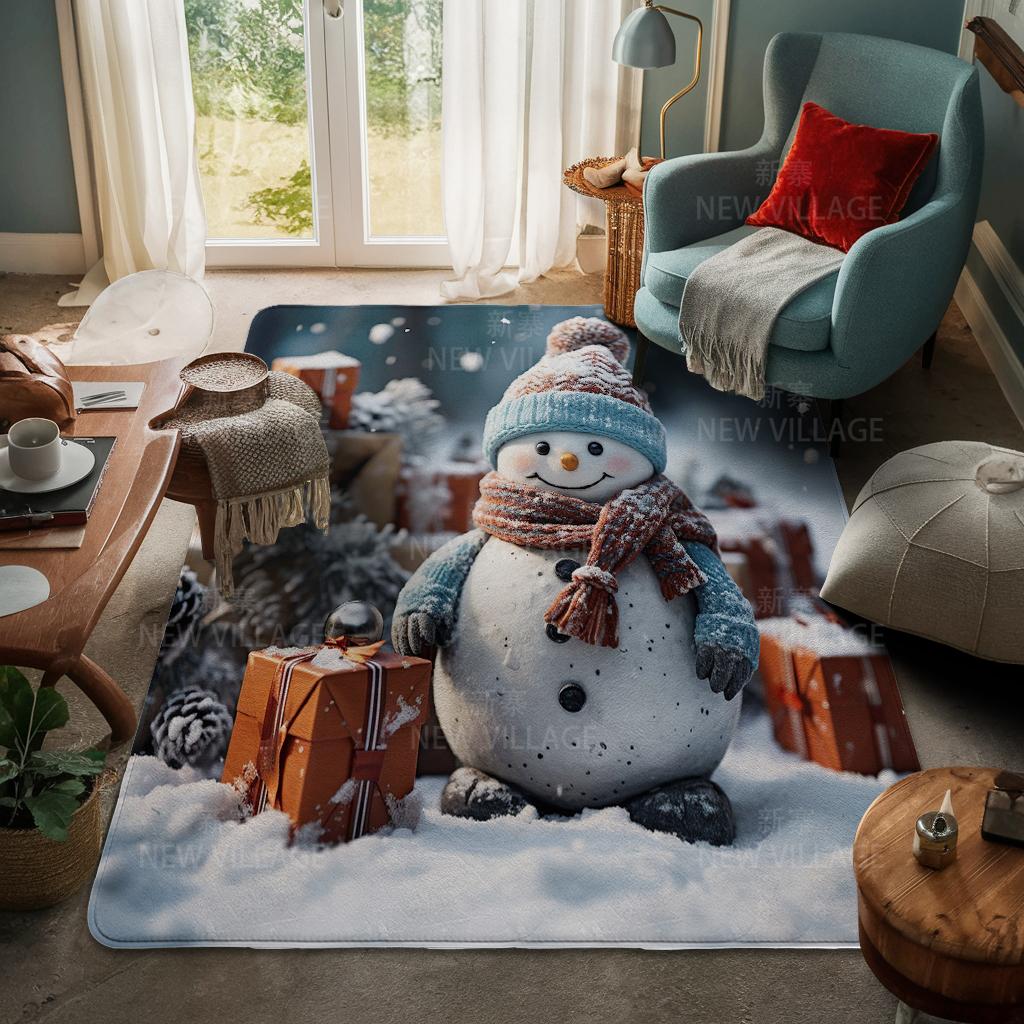 House Entrance Carpet Home Door Mat Living Room Bath Foot Bathroom Non-slip Water Absorption Rugs Bath Merry Christmas Winter
