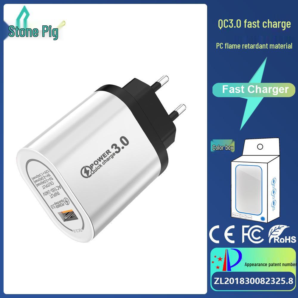 Universal QC3.0 Fast Charger - UK, EU, US Single Port Travel Adapter