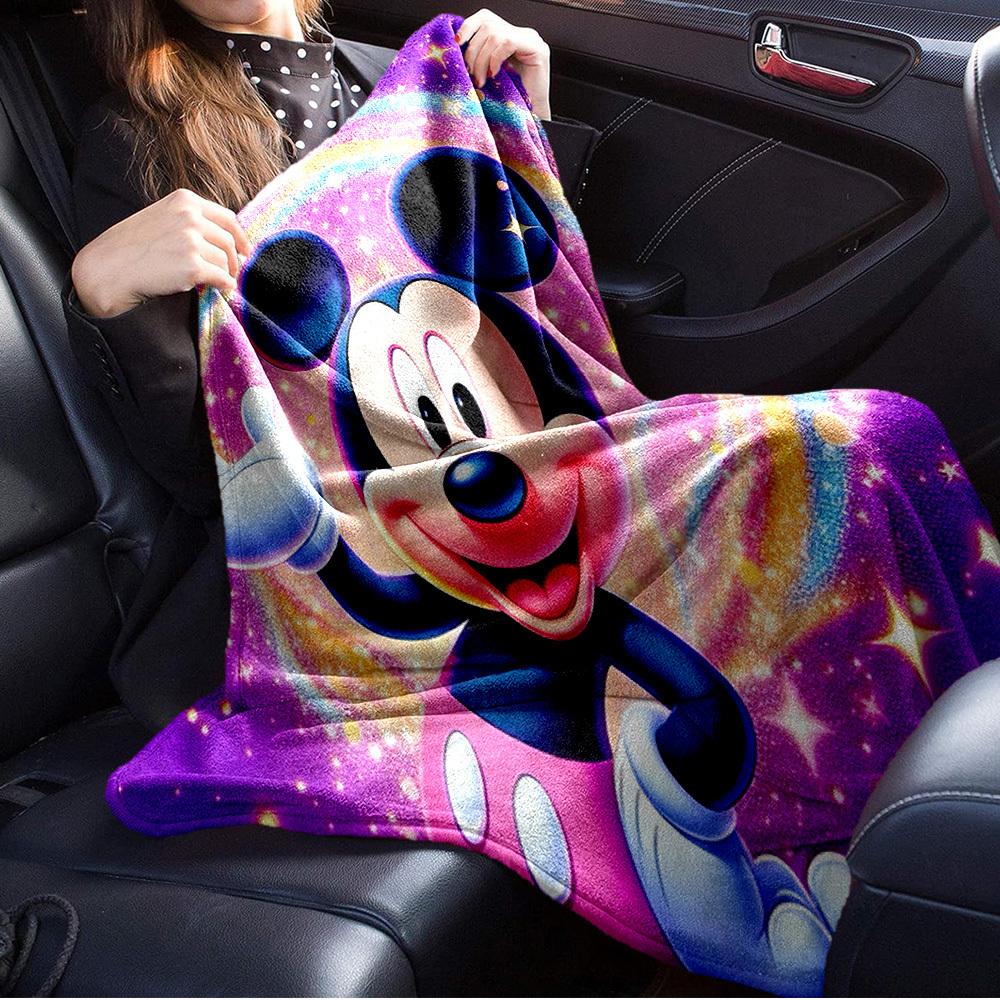 1pc Velvet Mickey Mouse Rainbow Starry Sky Bedding Throw Blanket