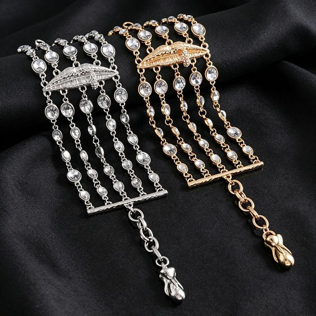 European Luxury Diamond Tassel Bracelet - High-End, Fashionable, Versatile Banquet Design.