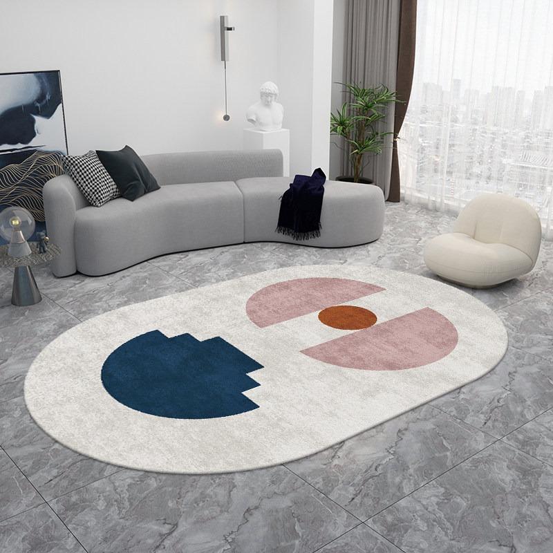 Oval Rugs for Living Room Bedroom Carpet Ins Fashion Minimalism Mats Home Decoration Soft Anti-slip Rug Stadium Shape Floor Mat