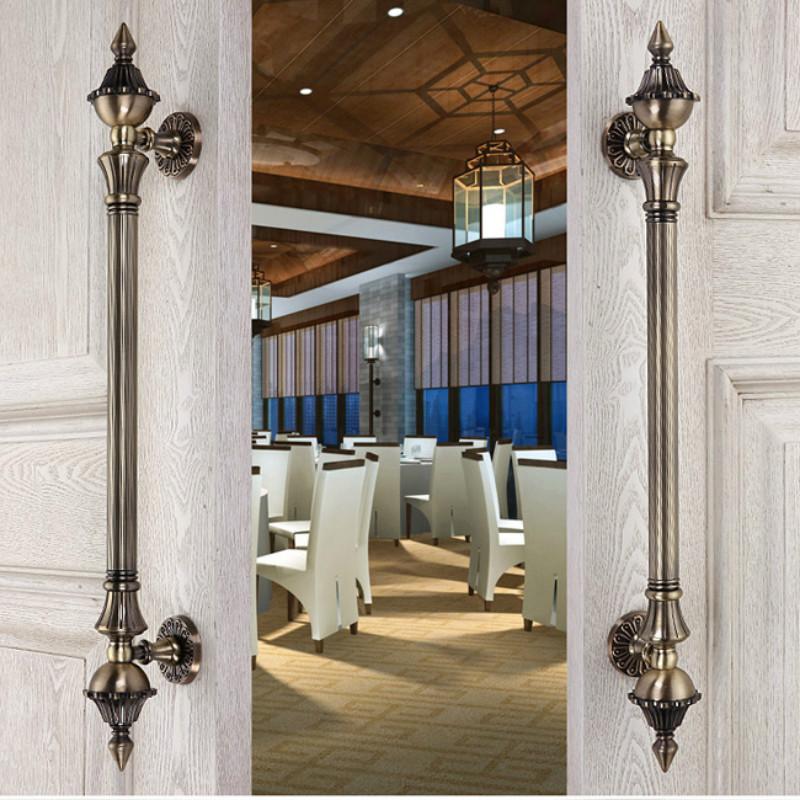 1pcs Door Handle Antique Zinc Alloy 280-550mm Length Handle Door Pull Bronze Gate Hotel Entrance Shopping Mall Door Handle