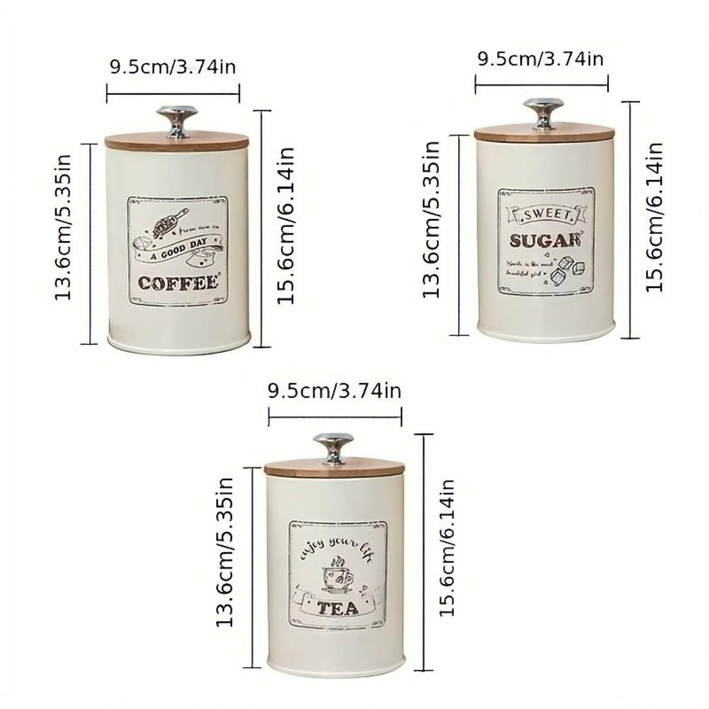 3pcs Metal Coffee Canister Set Large Capacity White Pink Green Tea Containers with Lid Moisture-proof Sugar Canister Home Use