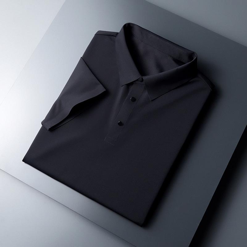 

Мужская летняя бесшовная рубашка поло из ледяного шелка – Эластичный отложной воротник, Повседневный деловой топ с коротким рукавом 5XL (200-220 jin)