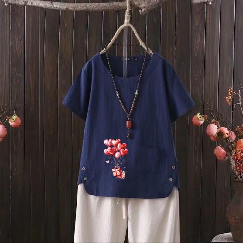 Damen Sommer Bestseller, stylisches Daily Free Graphic Tee, Vintage Leinen Rundhals Shirt, Kurzarmshirt, Top S-4XL