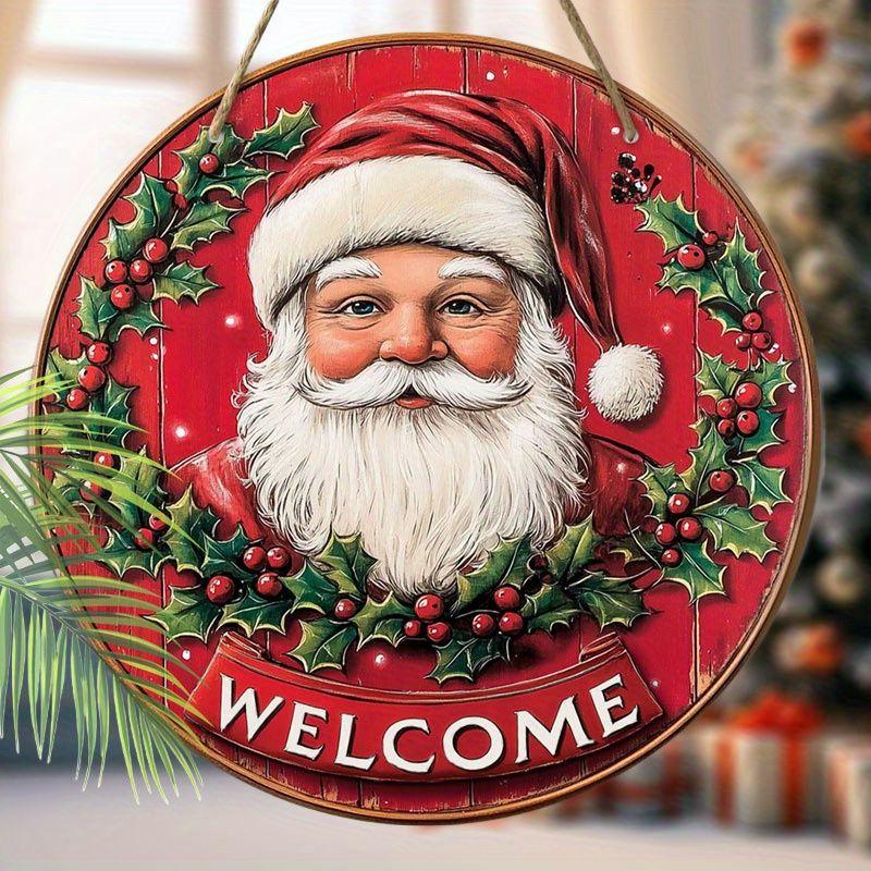 Christmas Decoration Sign,indoor Hanging decorations,2D Flat Wooden Products with Santa Claus pattern,Christmas Gifts for Friends and Family