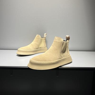 Bottes Chelsea en cuir montantes avec plateforme en velours chaussures décontractées type skate shoes luxe léger chaussures japonaises