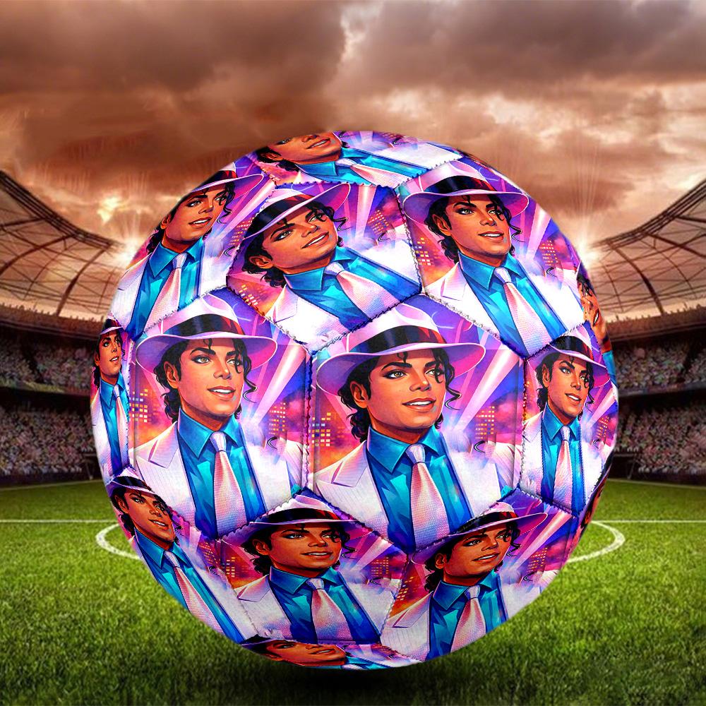 Michael Jackson Print Size 5 Soccer Ball, Standard Match Football for Sports Game and Team Practice, Ideal Gift for Soccer Fans