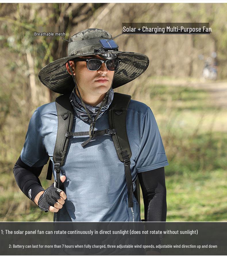 Solar-Powered Detachable Fan Hat: Quick-Dry Fisherman Style for Men's Outdoor Summer Use