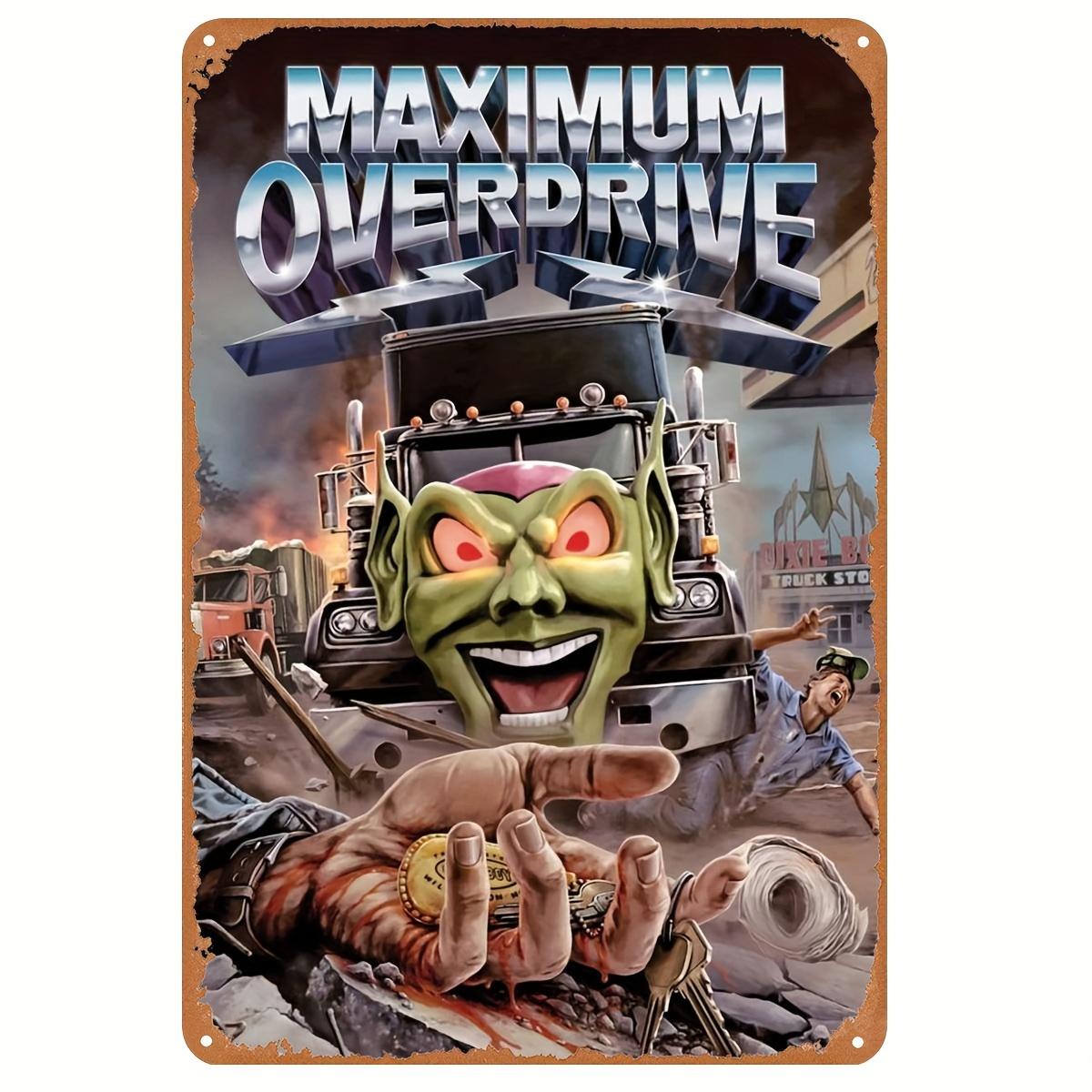Maximum Overdrive Vintage Metal Sign  Weather Resistance    Vintage Horror Movie Inspired Wall Art with Demon Truck Design fo 20x30cm（7.8x11.8inch）