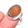 Brown Druzy Gemstone 925 Sterling Silver Jewelry Ring Size Adjustable GK-4411