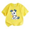 Kids Boys Girls Crew Neck Short Sleeve 100% Cotton T-Shirt, Cute Happy Blue Spotted Cartoon Puppy Print Casual Soft Comfortable Tee for Daily Wear Hol