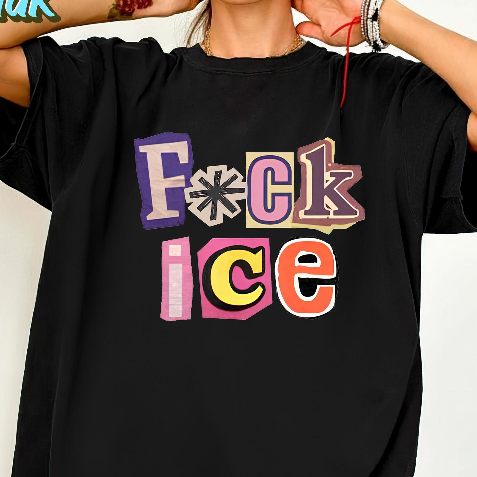 Fck ICE Magazine Letters Shirt, Anti Trump Shirt, Anti MAGA Shirt, Leftist Tee, Protect Immigrants No Human Is Illegal 2XL