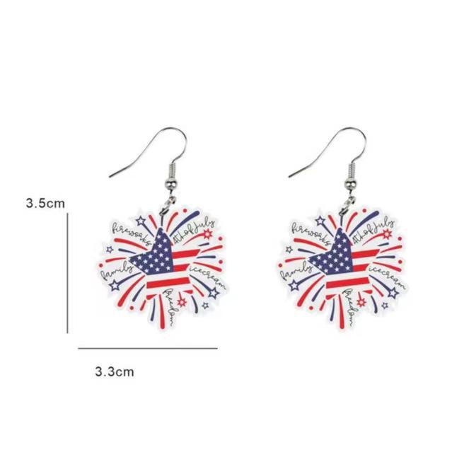 European Handmade USA Independence Day Earrings with Butterfly, Unicorn, Smiley Face, Star, and Woman Head Designs