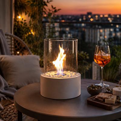Patio Table Fireplace Metal Base Ethanol Smokeless Fireplace for Garden Yoga Parties