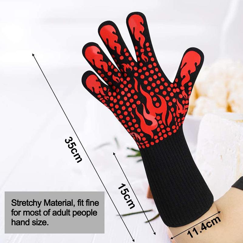 BBQ Gloves High Temperature Resistance Oven Mitts 800 Degrees Fireproof Barbecue Heat Insulation Microwave Oven Gloves