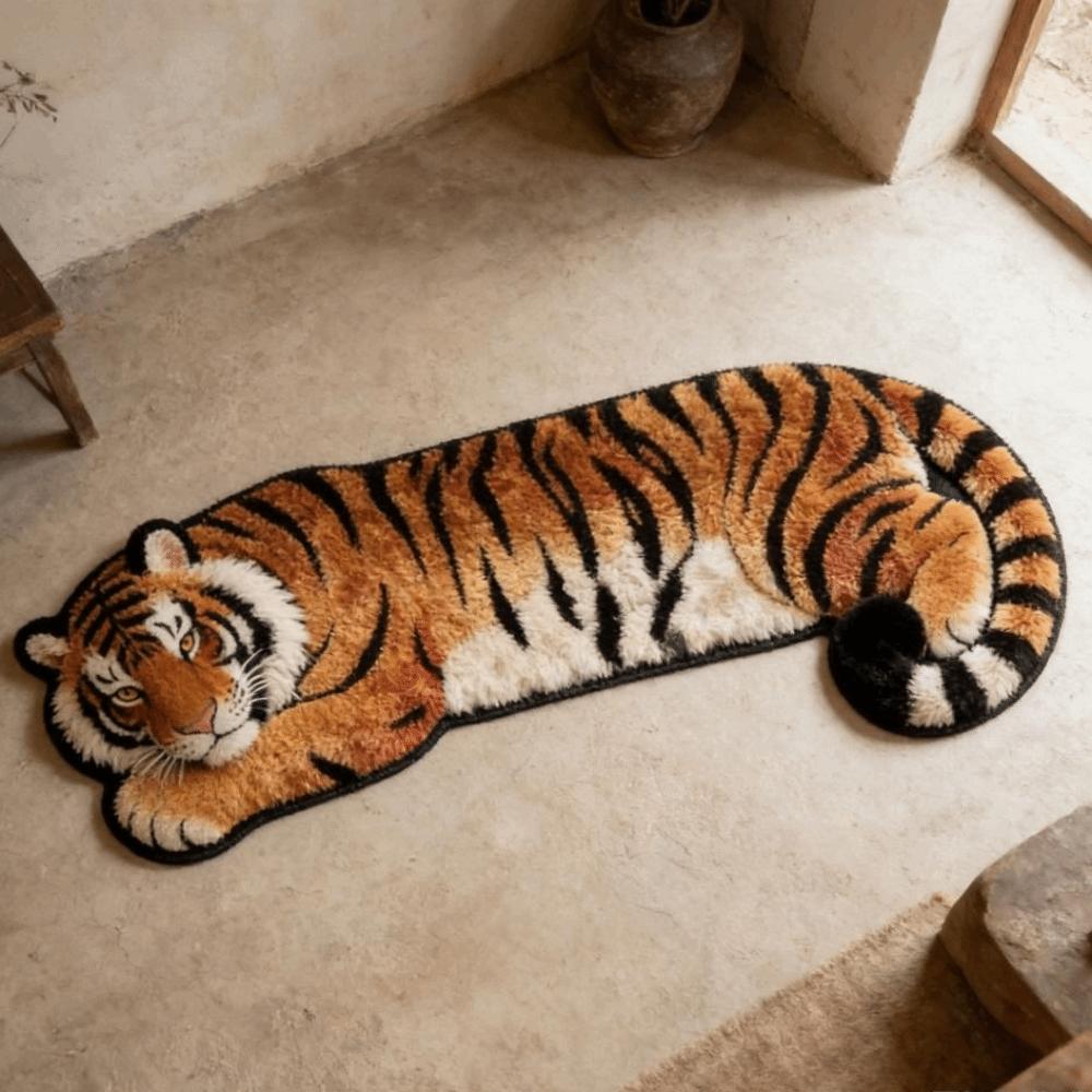 2D Flat Tiger Bedroom Carpet Water-absorbing Bedside Rug Creativity Doormat  Home Decor