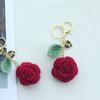 Exquisite Handcrafted Crochet Keychain With Heart-Shaped Bear Charm Unique Fabric Floral Keyring Car Key Decoration  Perfect Gift Anniversary
