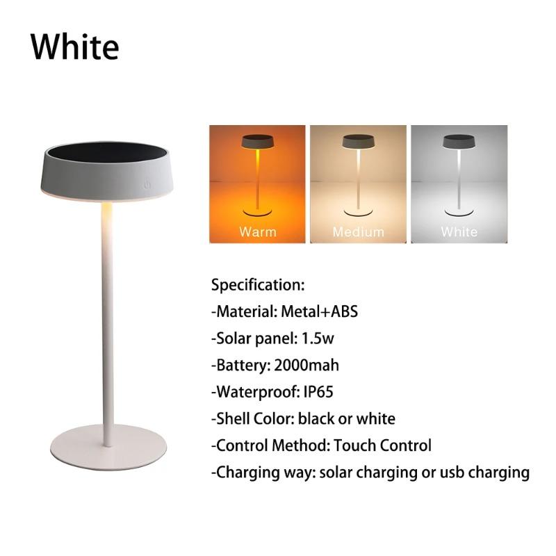 Bright Solar Table Lamp with Dual Charging 3 Color Modes, Waterproof Practical Night Light for Bedroom, Camping Home Decoration