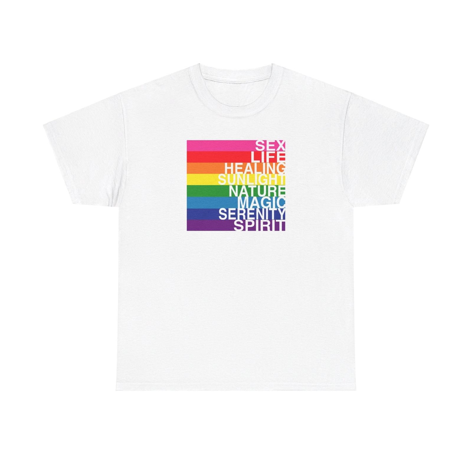 

Original 1978 LGBTQ+ Pride Flag, with meaning of each color, Cotton T-Shirt Mens Womens Tees Top Tee 3XL