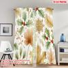2pcs 2D Flat Printing Merry Christmas Curtains Christmas Holly Berries Pine Leaves Digital Printed Polyester Drapes Party