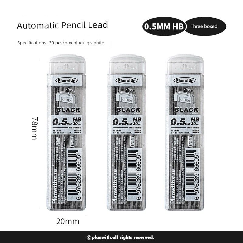 

Planwith Automatic Pencil Lead 2B Refill 0.5 Not Easy to Break HB Red Movable Lead for Pupils Non-Toxic [3 Boxes] Black HB-0.5mm