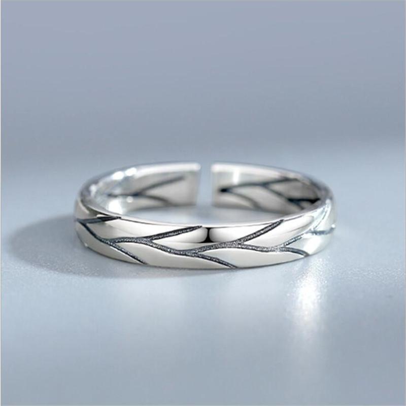 

New Arrival Exquisite Thai Silver Crack 925 Sterling Silver Plated Jewelry Simple Tree Pattern Personality Opening Rings TYB438 срібний