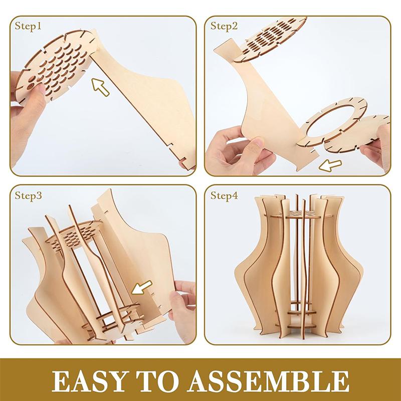 3D Holzpuzzle Blumenvase Blumenvase Bauset Nahtlose Passform DIY Holzbastelarbeiten Hobbyset Für Café Schlafzimmer Dekoration